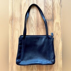 Tignanello Black 100% Genuine Leather Bag Double Shoulder Straps Laptop